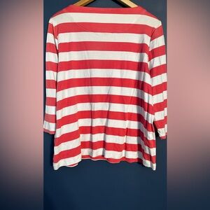 Croft & Barrow Red and White 3/4 Sleeve Sailor Collar Blouse